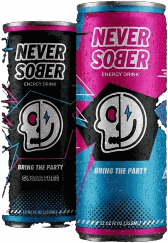 Never Sober Original and Sugar Free cans