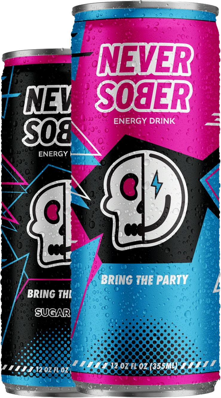 Never Sober Original and Sugar Free cans