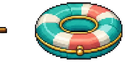 Pixel-art teal and white pool float ring