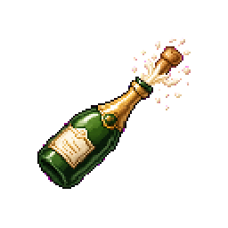 Pixel-art bottle of champagne