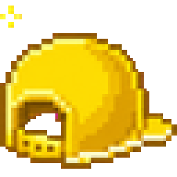 Pixel-art golden snapback hat