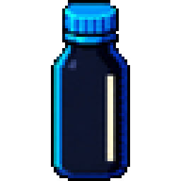 Pixel-art Lil Bump shot bottle, black with a pink rim
