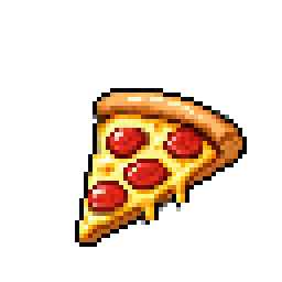 Pixel-art pepperoni pizza slice