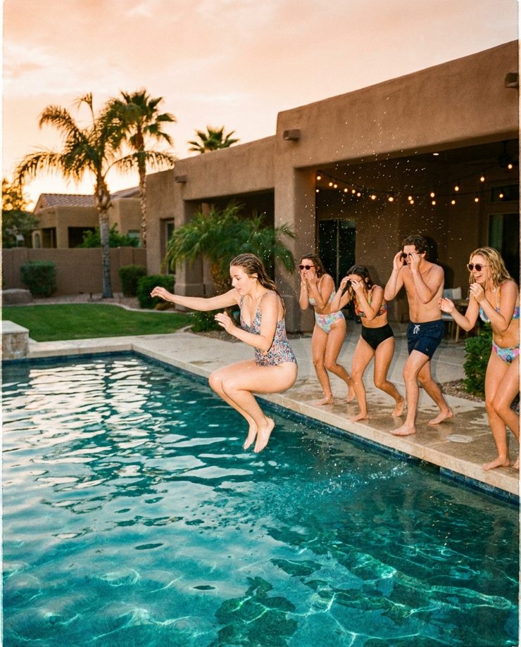 Cannonball at the house pool