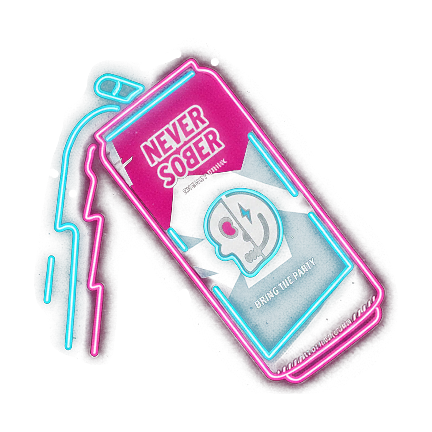 Never Sober can illuminated by neon lights