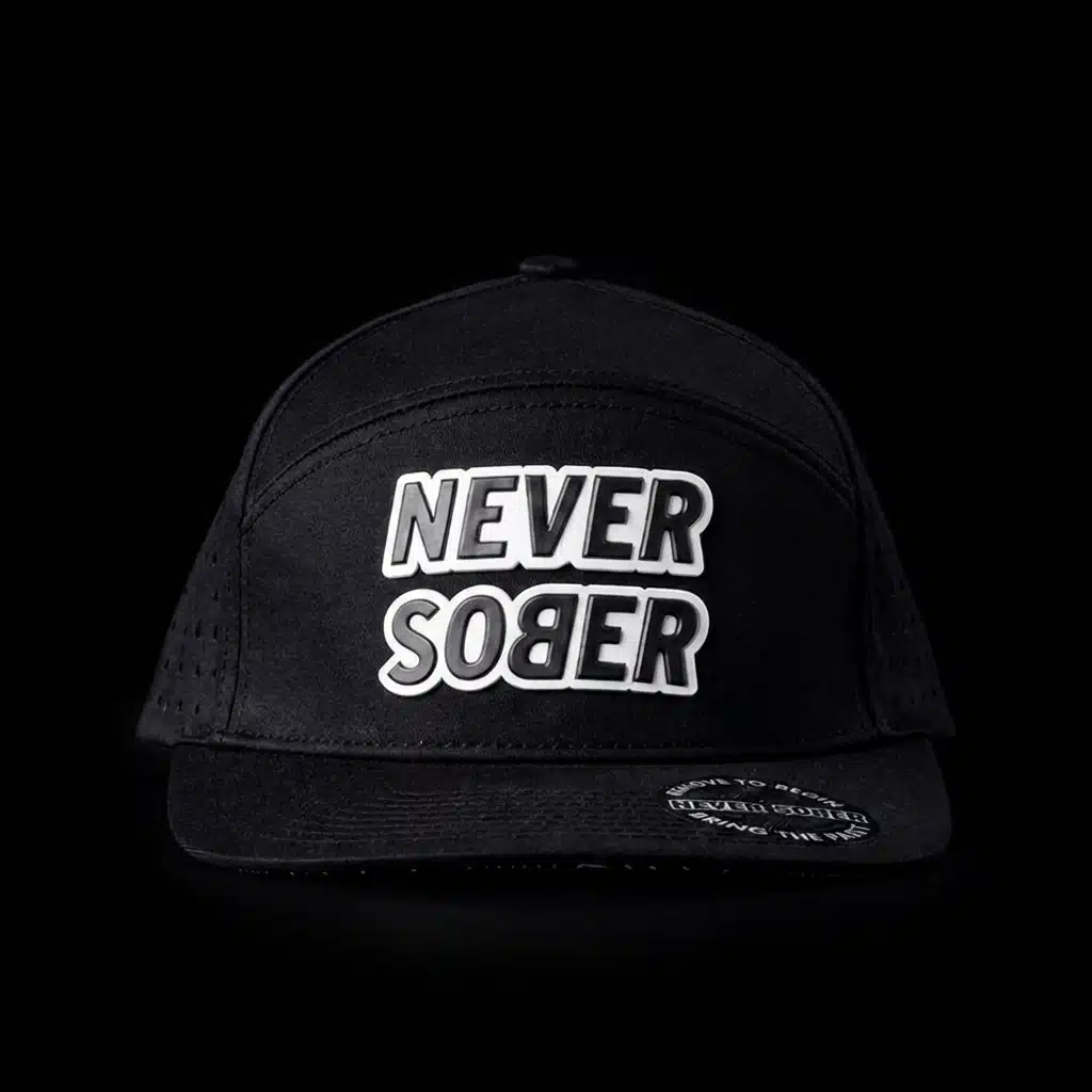 Never Sober energy drink on black background